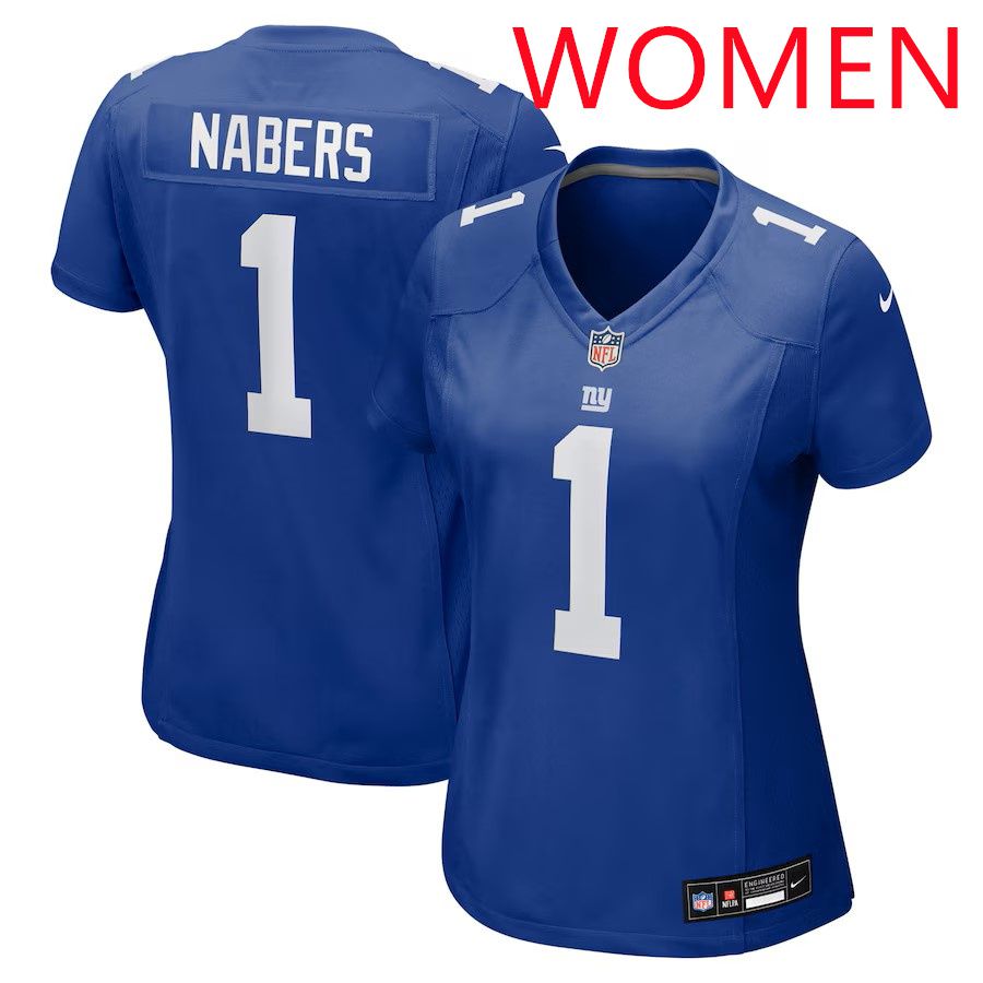 Women New York Giants #1 Malik Nabers 2025 Nike Royal Game NFL Jersey->boston red sox->MLB Jersey
